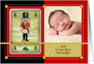 First Christmas for Baby Custom Photo and Text with Nutcracker card
