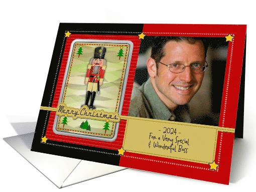 Christmas for Boss Custom Photo and Text with Nutcracker card