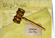 Law Day Custom Front Text with Gavel and United States Documents card