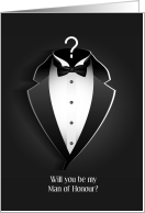 Invitation for Man of Honour, Question Mark Tuxedo card