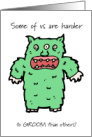 Funny Halloween for Pet Groomer, Green Furry Alien Monster card