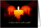 Yiddish Sympathy, Candle in Heart Shaped Hands card