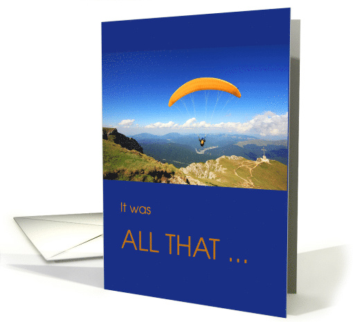 Thank You with Parachuting Scene It Was All That and More card