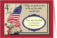 4th of July Celebration Invitation with Hoisting the American Flag card