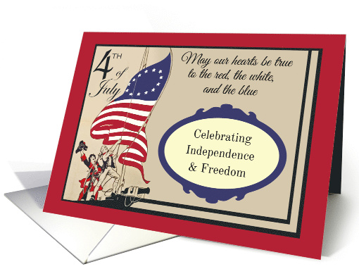 4th of July Hoisting the American Flag for Independence Day card