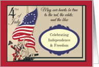 4th of July Hoisting the American Flag for Independence Day card