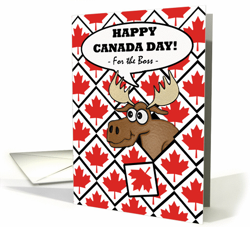 Canada Day for Boss, Moose Head Surprise, Business Holiday card