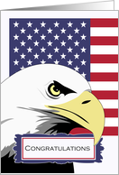 Congratulations on New Job, for Police Officer, Eagle and U.S. Flag card