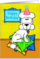 Birthday for Pet Dog with Cute Standard Poodle on Colorful Pillows card