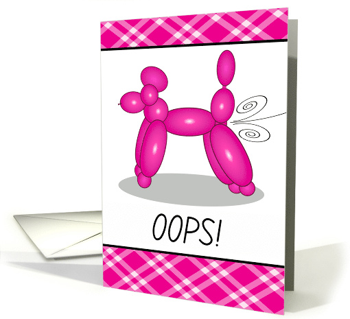 Funny Oops I'm Sorry with Poodle Animal Balloon in Pink card (1335064)