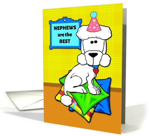 For Nephew Birthday with Standard Poodle on Colorful Pillows card