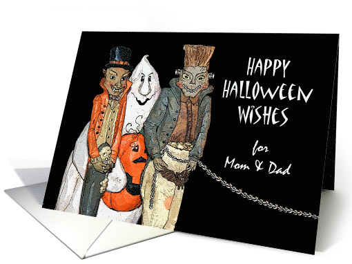 For Mom and Dad Halloween with Vampire and Friends in the Dark card