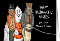 Mamaw and Papaw Halloween Wishes with Creatures card