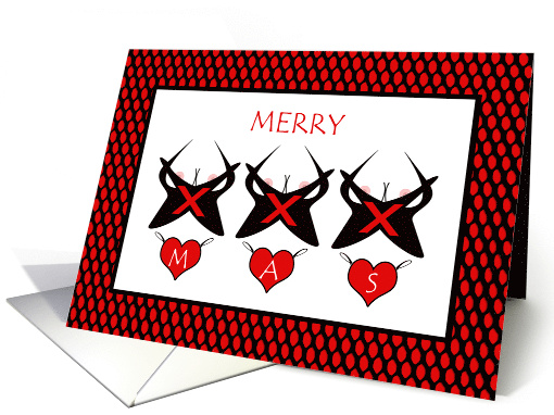 Adult Christmas Sexy Merry Triple Xmas Corset and Heart Thong card
