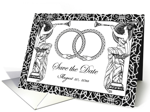 Wedding Save the Date Art Nouveau Design with Double Ouroboros card