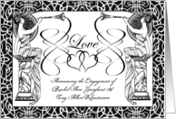 Custom Engagement Announcement with Art Nouveau Design card