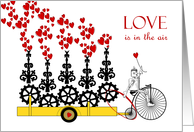 Valentine’s Day Steampunk Love Machine Robot on Vintage Bicycle card