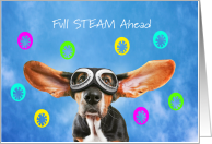 Steampunk Easter, Full Steam Ahead, Aviator Dog with Eggs card