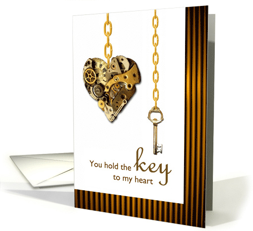 For Partner Valentines Day Steampunk Design with Key to My Heart card