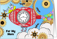 For Mom Easter with Steampunk Easter Bunny and Flying Egg Machine card
