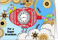 For Grandson Easter Custom Front Steampunk Bunny and Egg Machine card