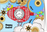 Hoppy Easter Custom Front with Steampunk Bunny and Egg Machine card