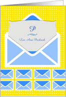 Custom Text, Monogram Letter P, Personalized Name Card