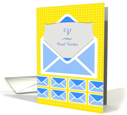Custom Text, Monogram Letter V, Personalized Name card (1366112)
