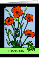 Thank You for Sympathy, Red Poppies Stained Glass Look card