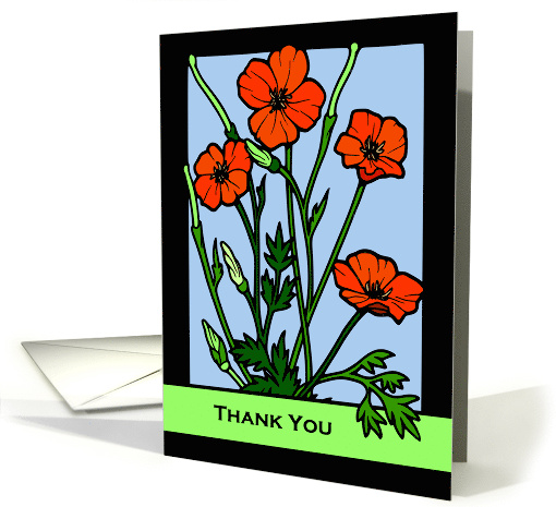 Landscaper Gardener Thank You with Red Poppies Illustration card