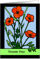 Landscaper Gardener Thank You with Red Poppies Illustration card