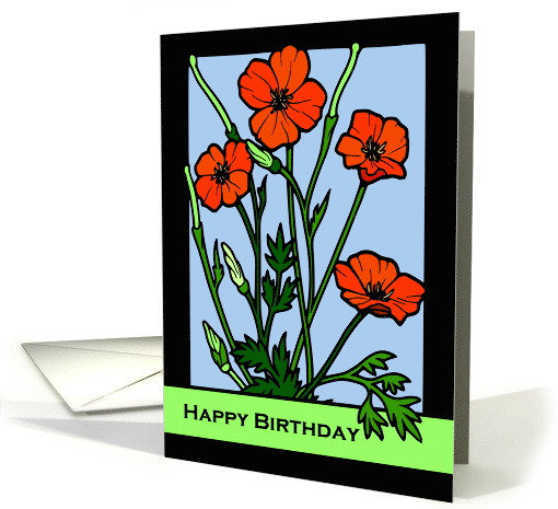Grandma Birthday with Floral Theme of Red Poppies card (1370660)
