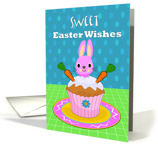Sweet Easter Wishes, Carrot Cake Muffin, Pink Rabbit card (1371210)