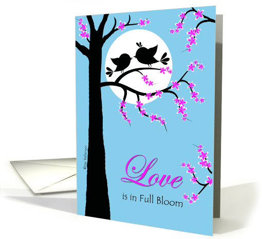 Romance Love is in Full Bloom with Bird Couple and Spring Tree card