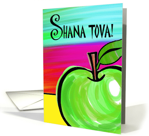 Shana Tova Rosh Hashanah for Friend with Green Apple Painting card