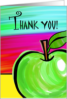 Thank You for Teacher with Green Apple Painting card