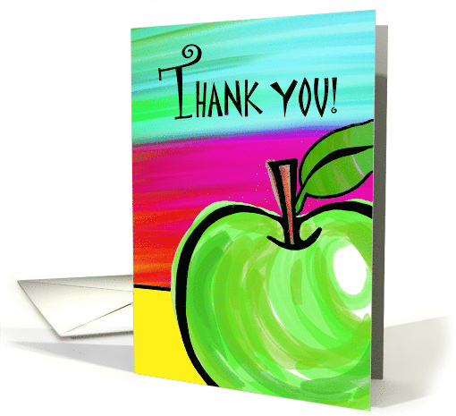 Teacher's Aide Thank You with Green Apple Painting card (1380082)