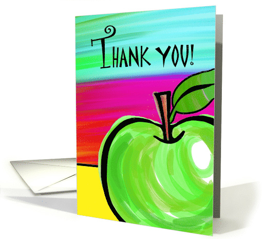 Thank You for Teacher's Aide with Green Apple Painting card (1380082)