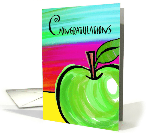 Teacher Retirement Congratulations with Green Apple Painting card