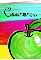 Congratulations on Becoming a Teacher with Green Apple Painting card