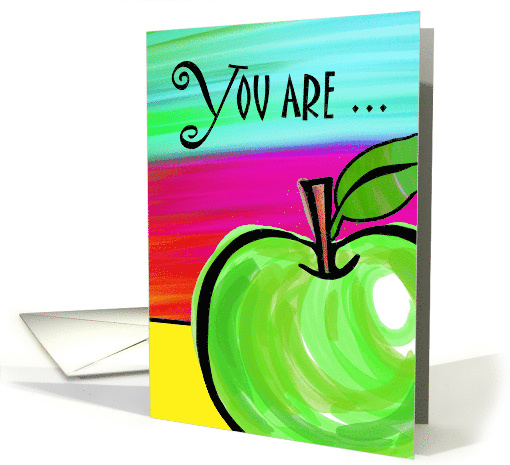 Apple of My Eye for Love and Romance with Green Apple Painting card