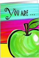 Apple of My Eye for Love and Romance with Green Apple Painting card