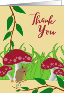 For Host or Hostess Thank You with Cute Field Mouse and Toadstools card