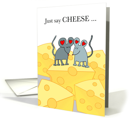 For Boyfriend Valentines Day with Mouse Couple on Cheese Wedge card