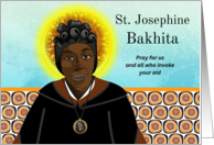 St Josephine Bakhita Feast Day with Halo and African Pattern card