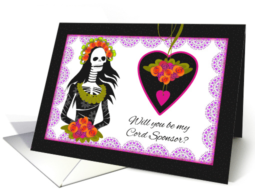 Cord Sponsor Wedding Attendant Invitation Day of the Dead Theme card