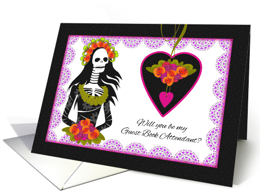 Guest Book Attendant Wedding Invitation Dia de los Muertos Theme card