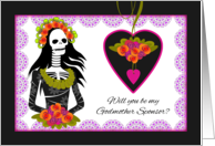 Godmother Sponsor Wedding Attendant Invitation Dia de los Muertos card