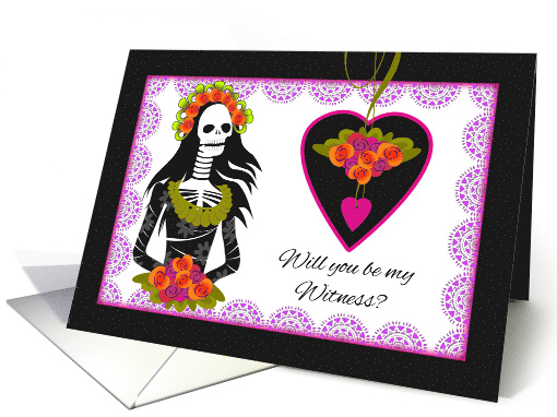 Witness Attendant Invitation for Dia de los Muertos Wedding card