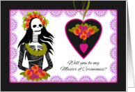Master of Ceremonies Invitation with Dia de Los Muertos Wedding Theme card